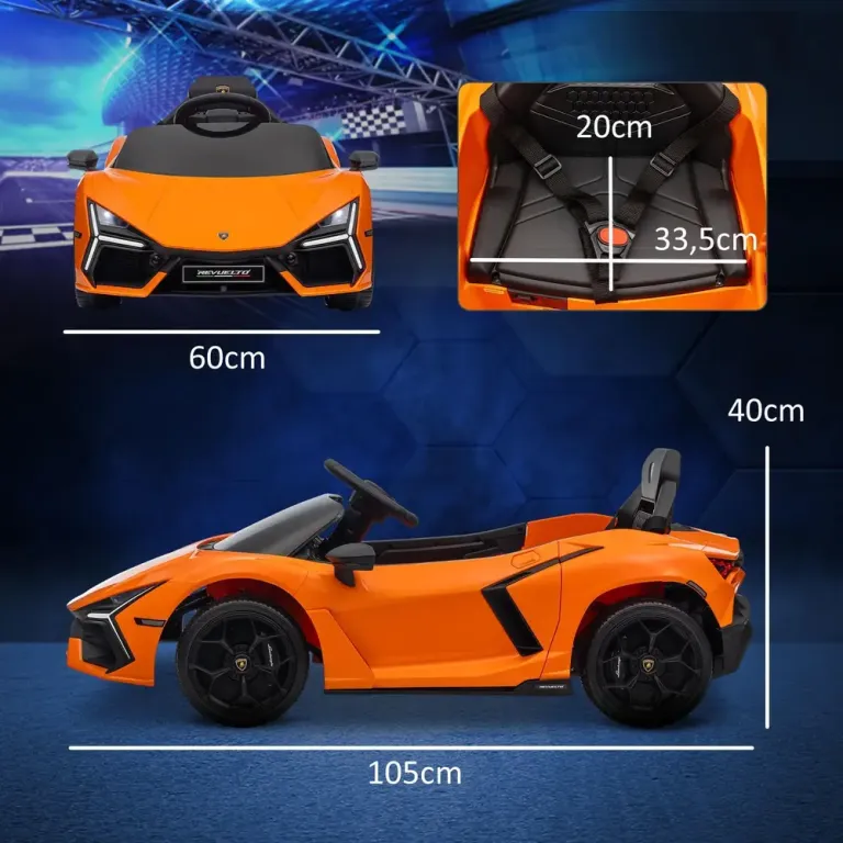 Barnelbil Elbil Barn Orange av Plast för 3-5 År 12 v Lamborghini
