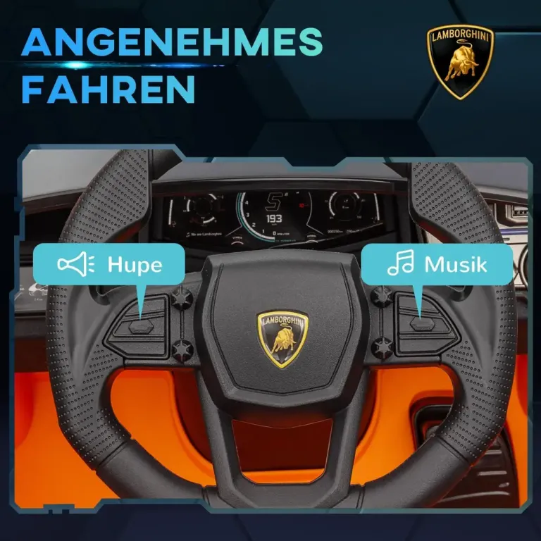 Barnelbil Elbil Barn Orange av Plast för 3-5 År 12 v Lamborghini