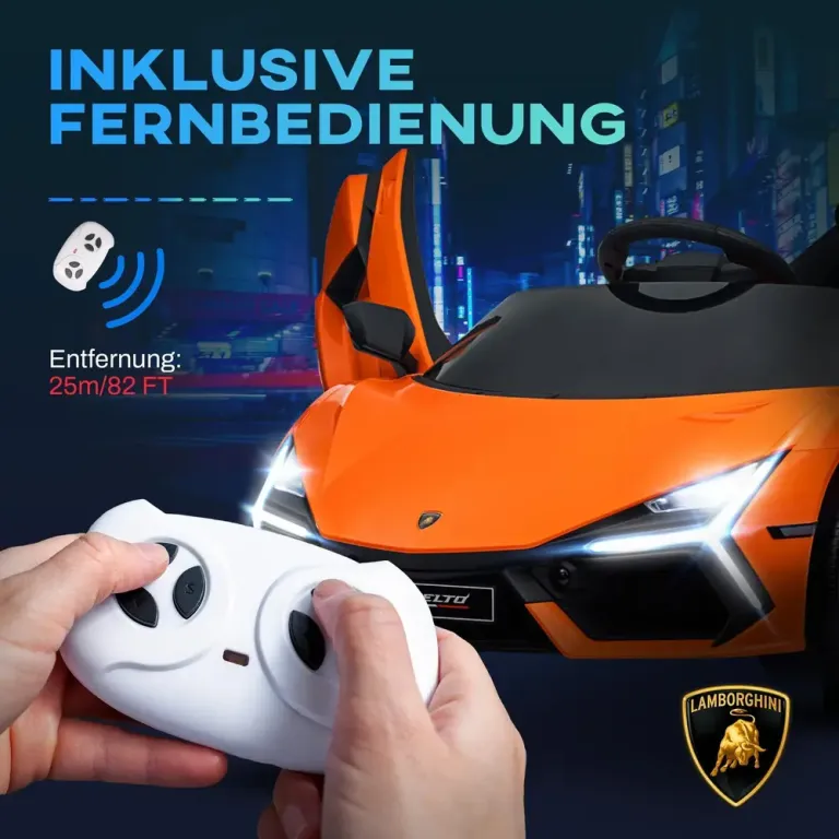 Barnelbil Elbil Barn Orange av Plast för 3-5 År 12 v Lamborghini