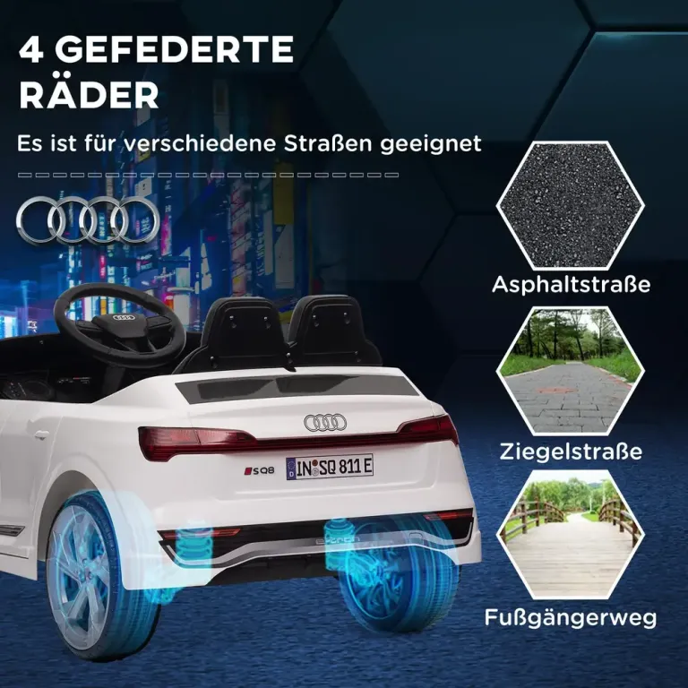 Barnelbil Elbil Vit av Plast för Barn 3-6 År 12 v Fordon Audi