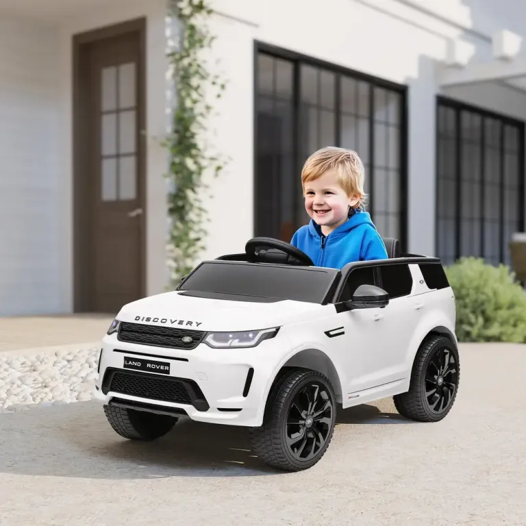 Barnelbil Elbil Vit av Plast för Barn 3-6 År 12 v Fordon Land Rover
