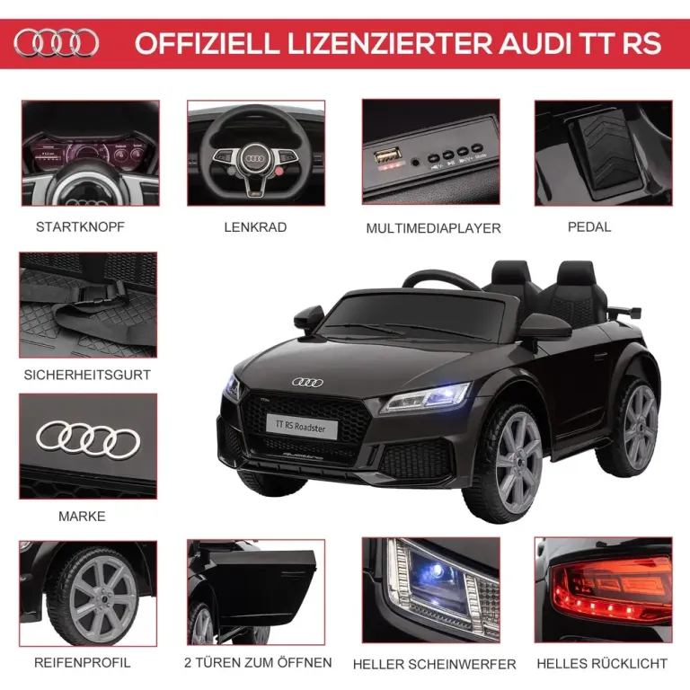 Barnelbil Sport 2,4g Fjärrkontroll Musik Signalhorn Audi Roadster
