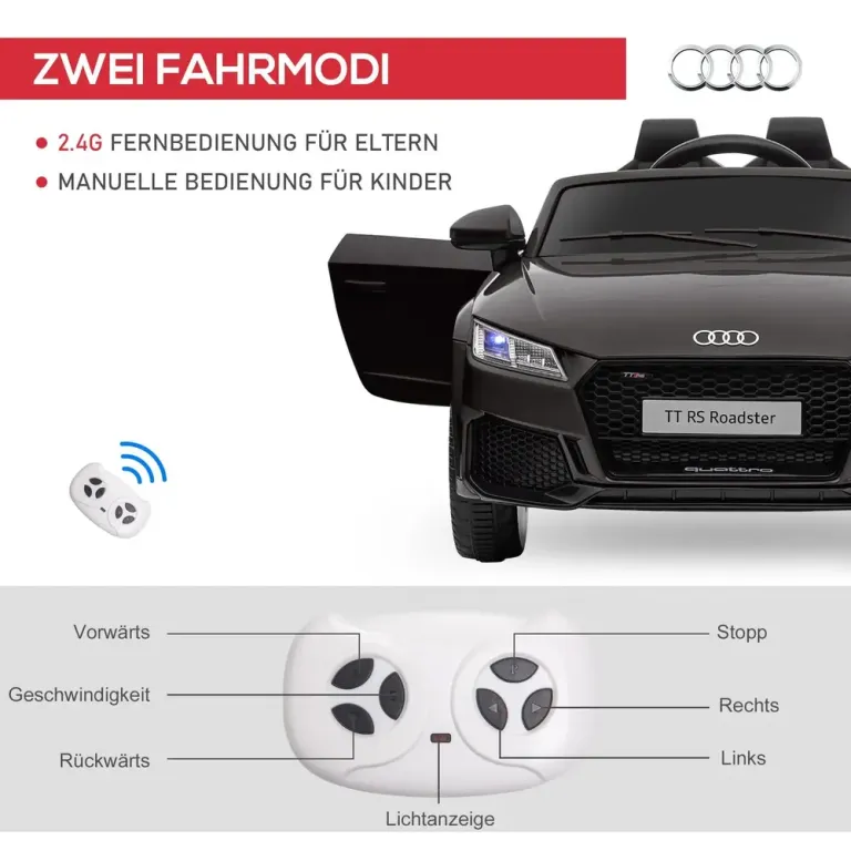 Barnelbil Sport 2,4g Fjärrkontroll Musik Signalhorn Audi Roadster