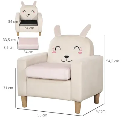 Barnfåtölj med Förvaring 53 x 47 x 54,5 cm, Cremevit