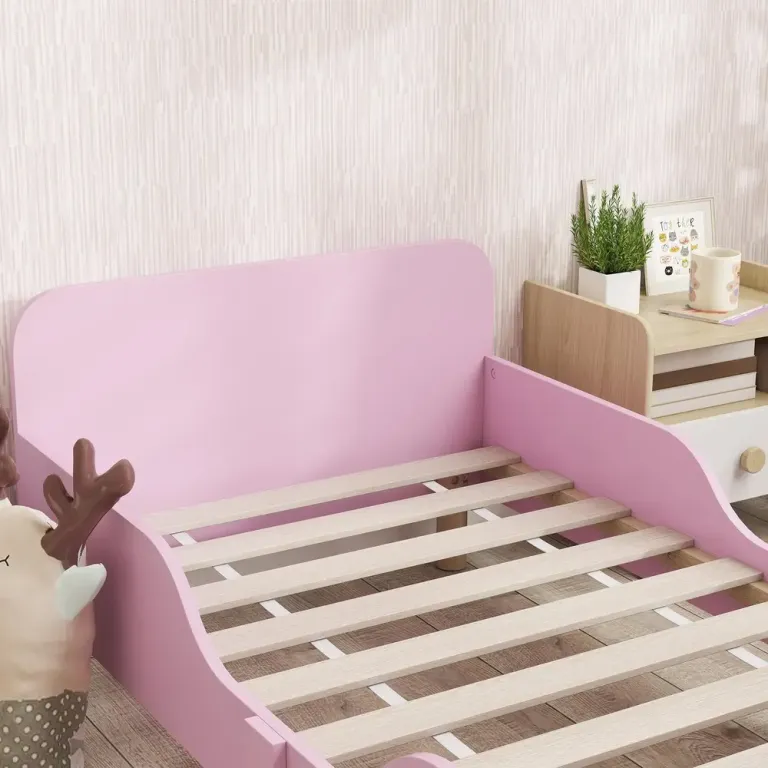 Barnsängstomme Enkelsäng för Barn med Säkerhetsräcke MDF Rosa Furu