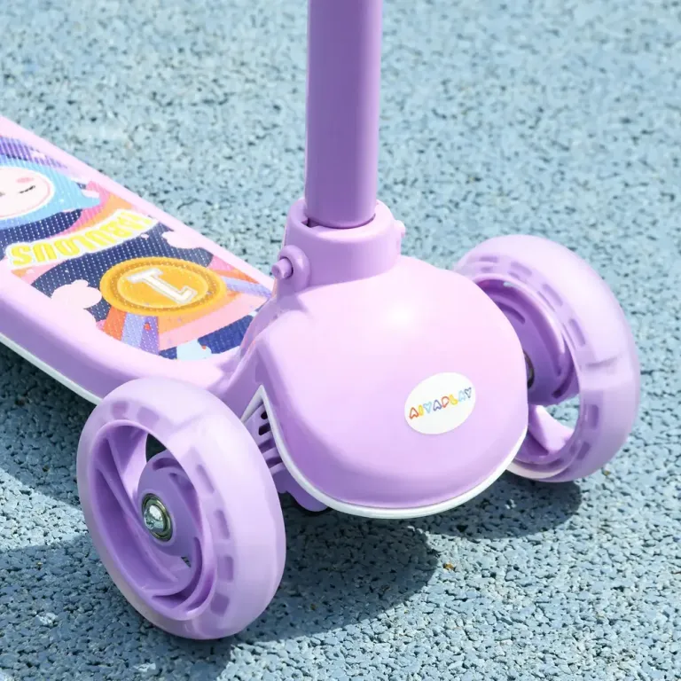 Sparkcykel för Barn med LED-Hjul, Lila Justerbart Styre