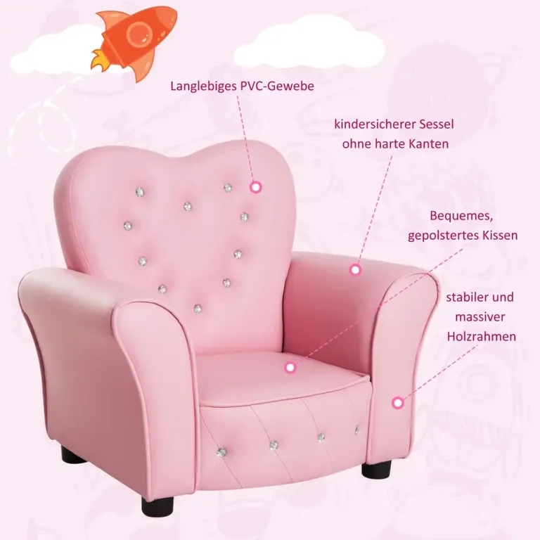 Barnfåtölj Hjärtformad Relax Rosa