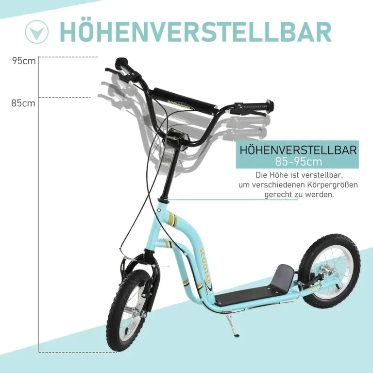 Barnsparkcykel från 5 År Stadsskoter i –95 cm Luftgummi Däck Ljusblå