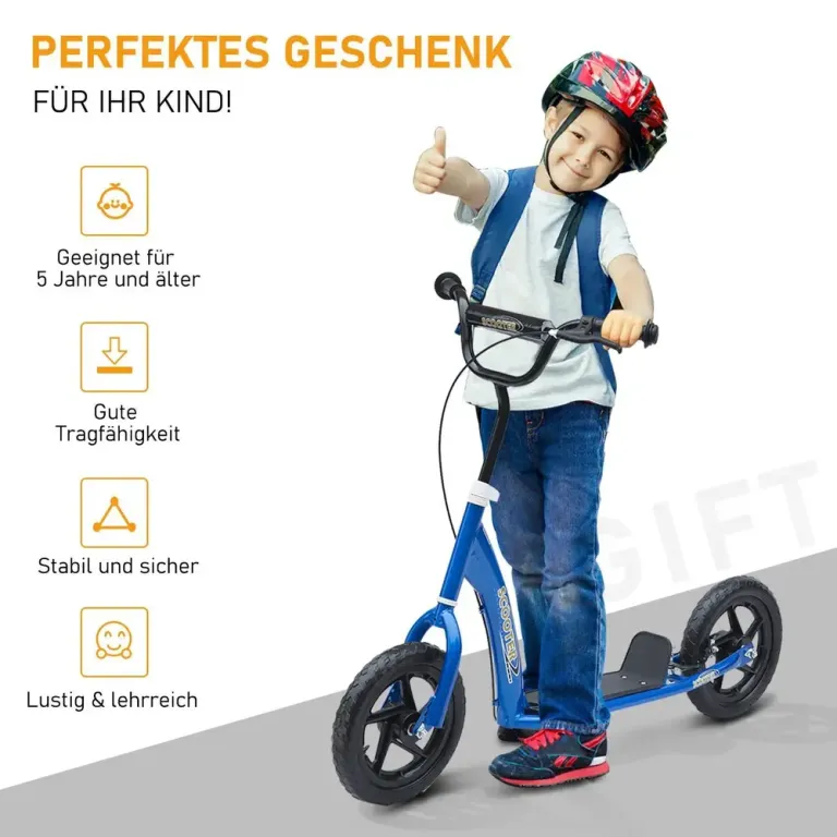Barnsparkcykel med Bakbroms Kickboard –88 cm Tums Höjdjusterbar