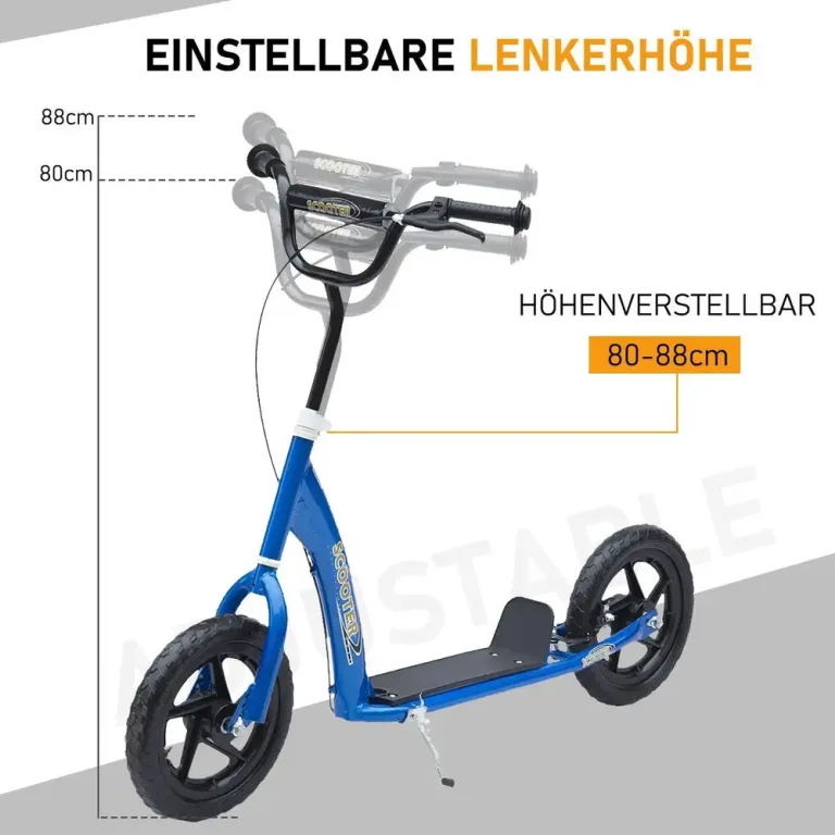 Barnsparkcykel med Bakbroms Kickboard –88 cm Tums Höjdjusterbar