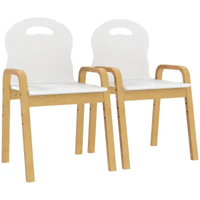 Barnstolar 2 Pack Vit Furuträ för Barnrum och Lekrum Stolar