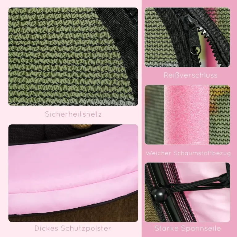 Barnstudsmatta Trädgårdstrampolin Rosa av Metall 140 Cm Skyddsnät