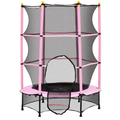 Barnstudsmatta Trädgårdstrampolin Rosa av Metall 140 Cm Skyddsnät