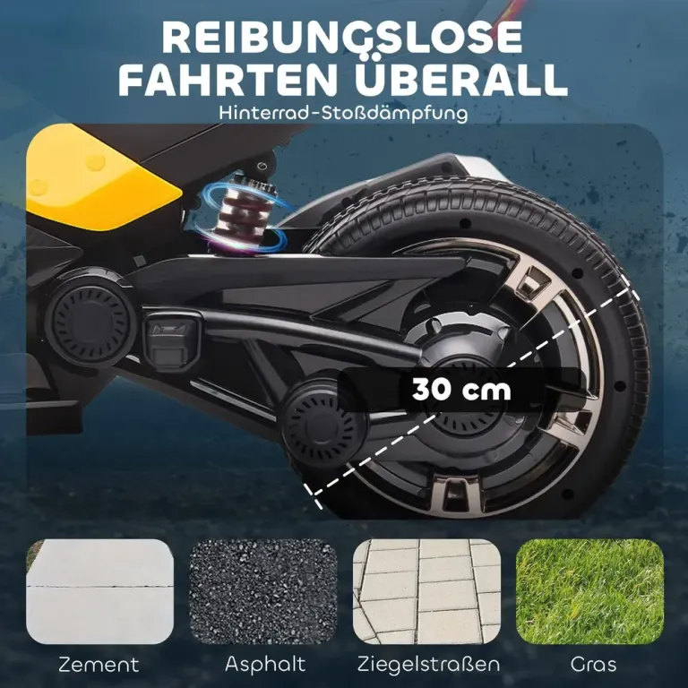 Elektrisk Trehjuling för Barn 12 v, Gul Elektriskt Quad Ljus