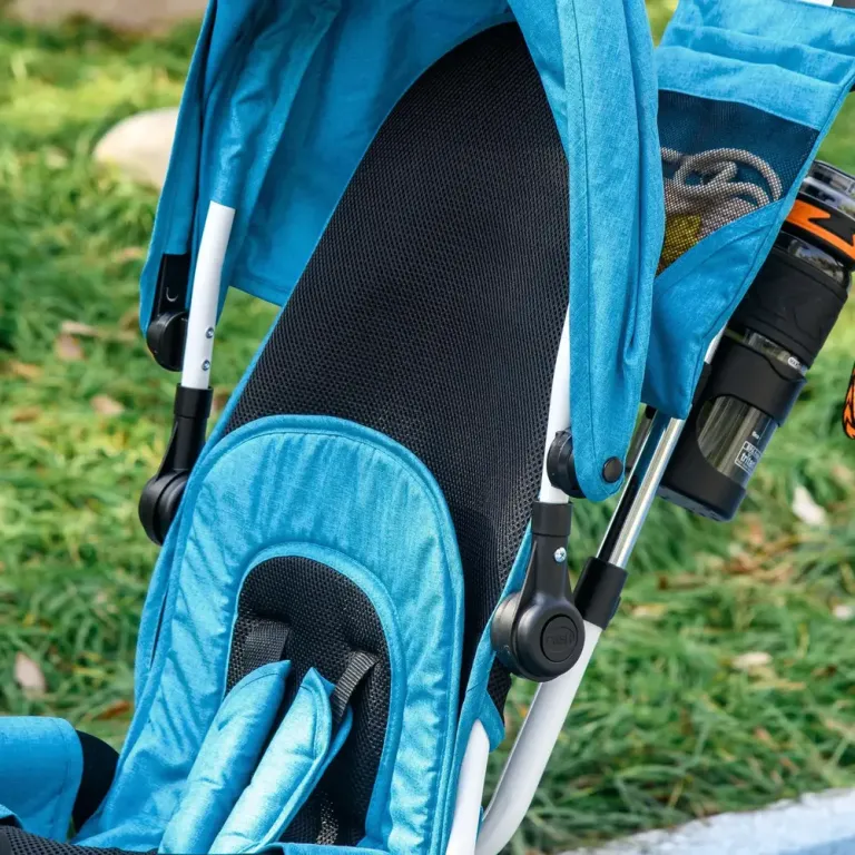Barntrehjuling med Ryggkorg Mugghållare Metall Blå Justerbar Säker