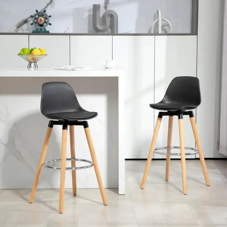 Barstolar 2-Pack i Skandidesign med Fotstöd Natur