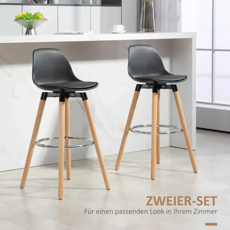Barstolar 2-Pack i Skandidesign med Fotstöd Natur