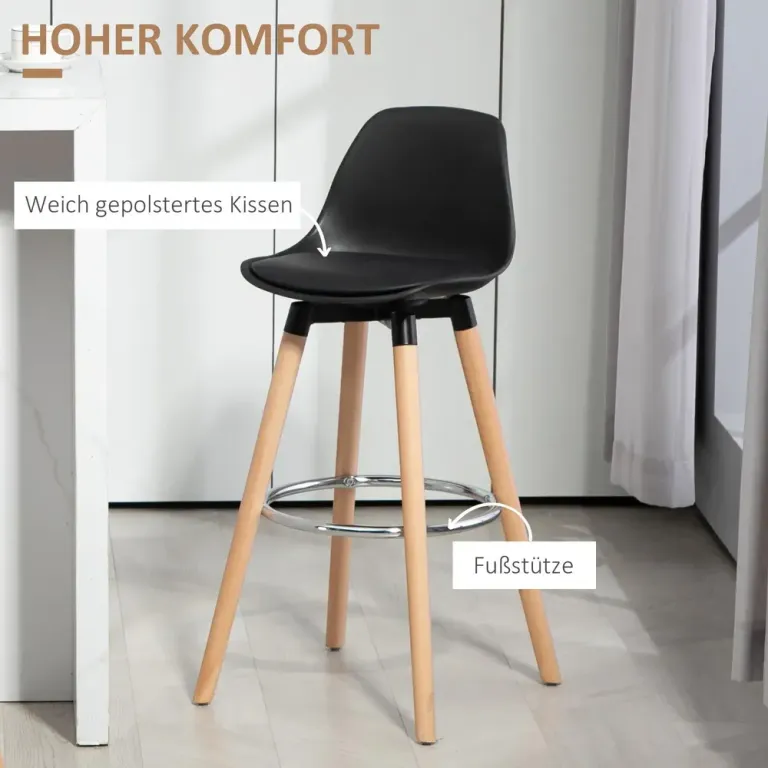 Barstolar 2-Pack i Skandidesign med Fotstöd Natur