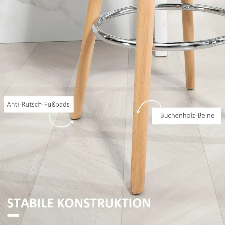 Barstolar 2-Pack i Skandidesign med Fotstöd Natur