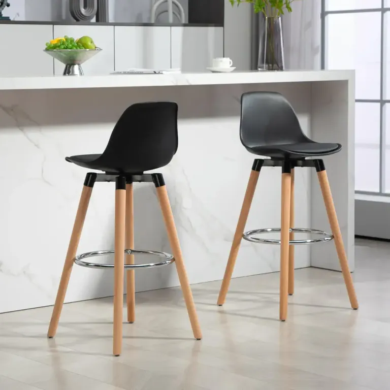 Barstolar 2-Pack i Skandidesign med Fotstöd Natur