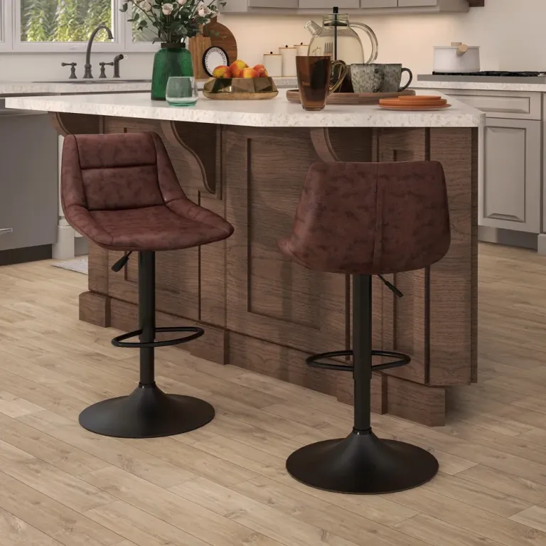 Barstolar Bänkpallar Set om 2 Brun -110 cm Höjdjusterbara