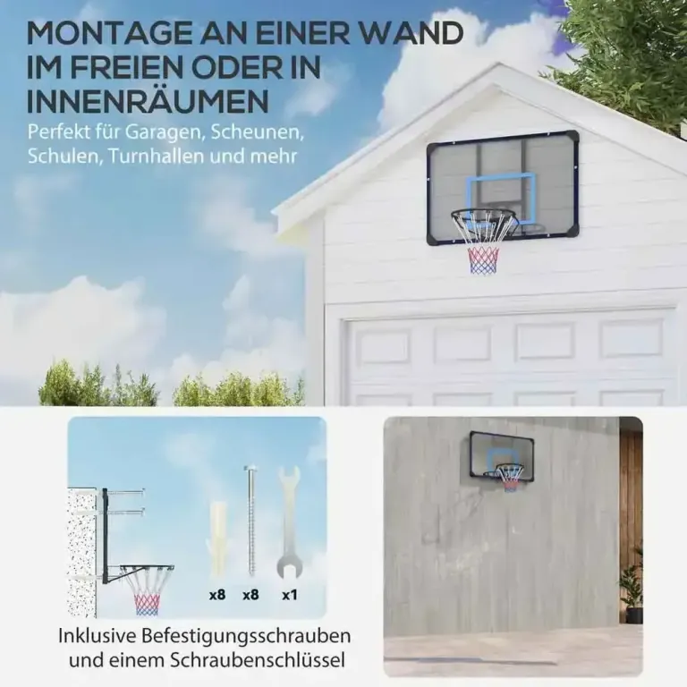 Basketbåge Basketkorg Väggmonterad Svart Väggfäste Rostfritt Stål