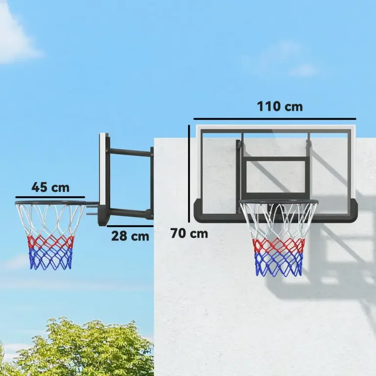 Basketkorg Basketbräda Svart av Stål och Plast 45 cm Väggmonterad