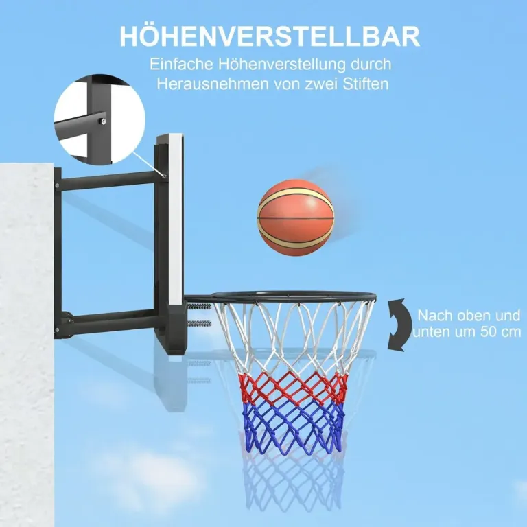 Basketkorg Basketbräda Svart av Stål och Plast 45 cm Väggmonterad