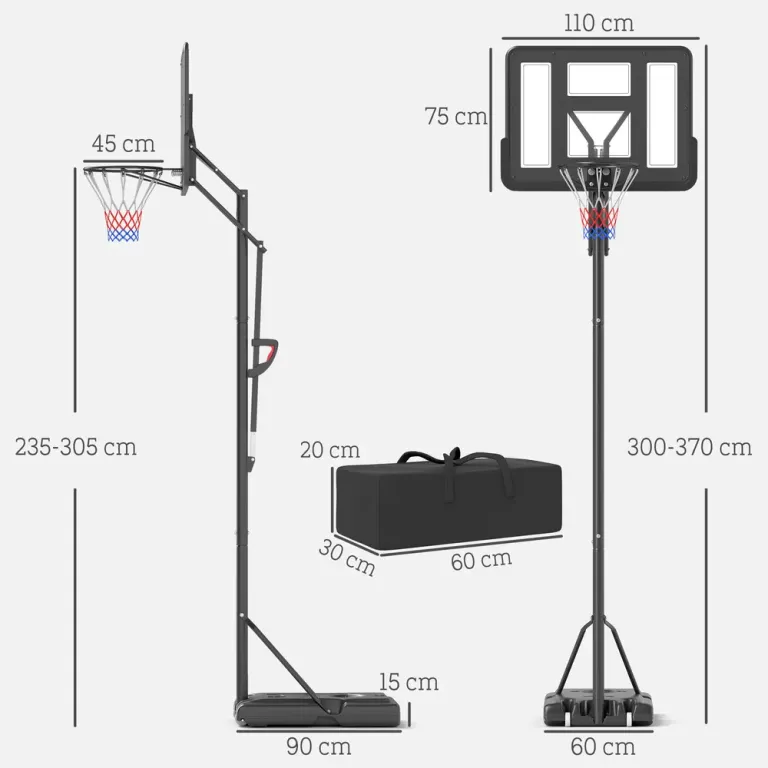 Basketkorg Basketstativ Höjdjusterbart Stativ Ställning Metallram