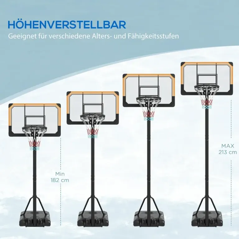 Basketkorg Basketstativ Svart av Stål Höjdjusterbart Ställning