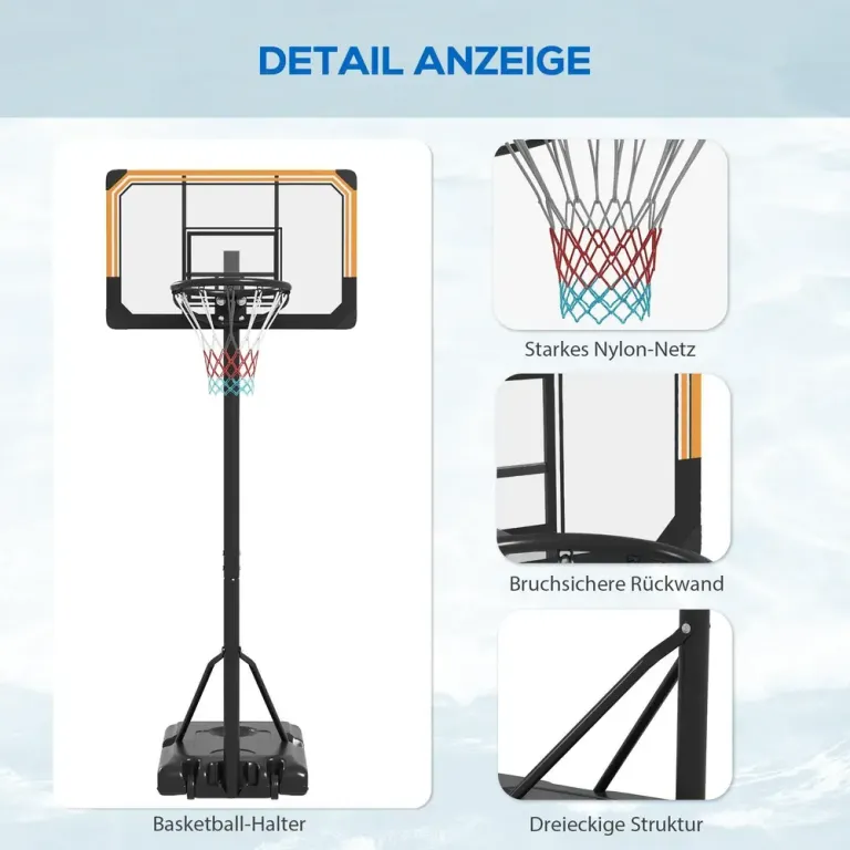 Basketkorg Basketstativ Svart av Stål Höjdjusterbart Ställning