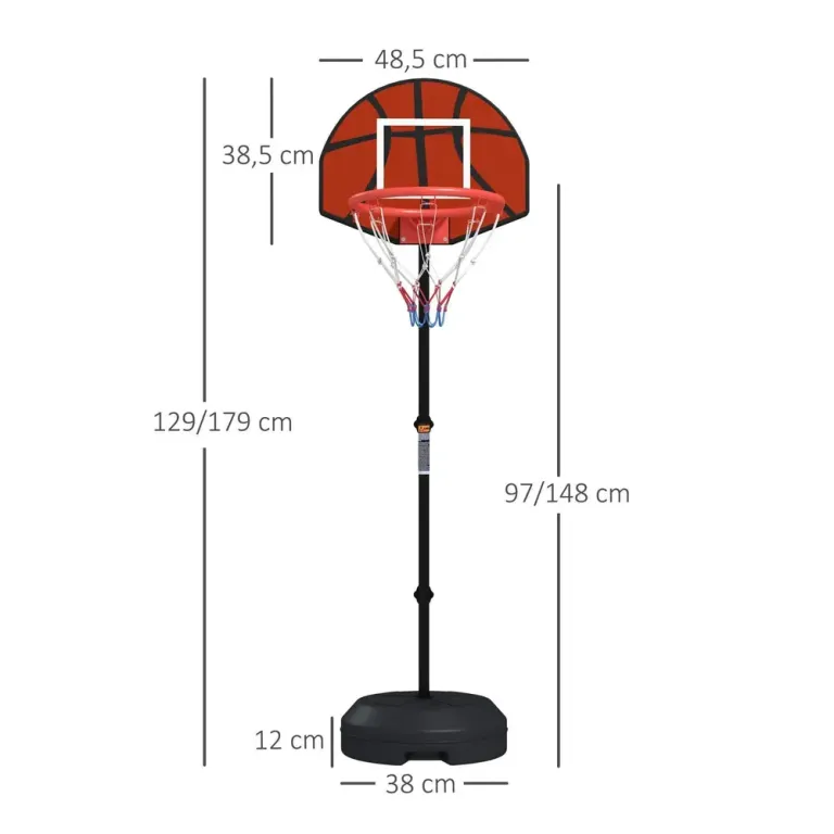 Basketkorg Basketstativ Svart Röd av Metall Basketställ Magnetisk