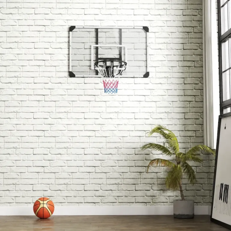 Basketkorg för Väggmontering med Bakplanka Vit Inomhus Utomhus