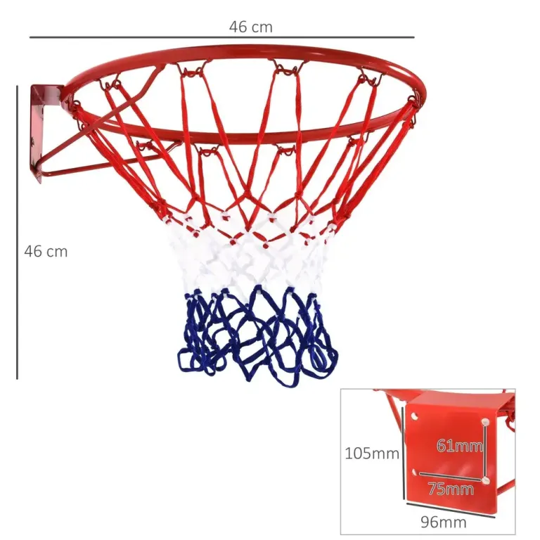 Basketkorg med Nät Stålrör och Nylon och Fritid Röd 46 cm Standard