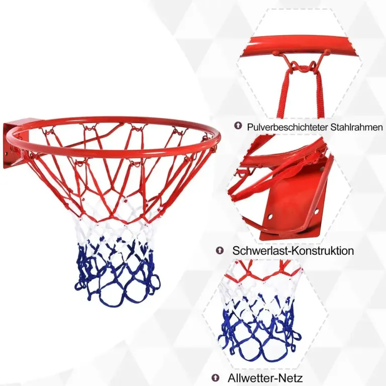 Basketkorg med Nät Stålrör och Nylon och Fritid Röd 46 cm Standard