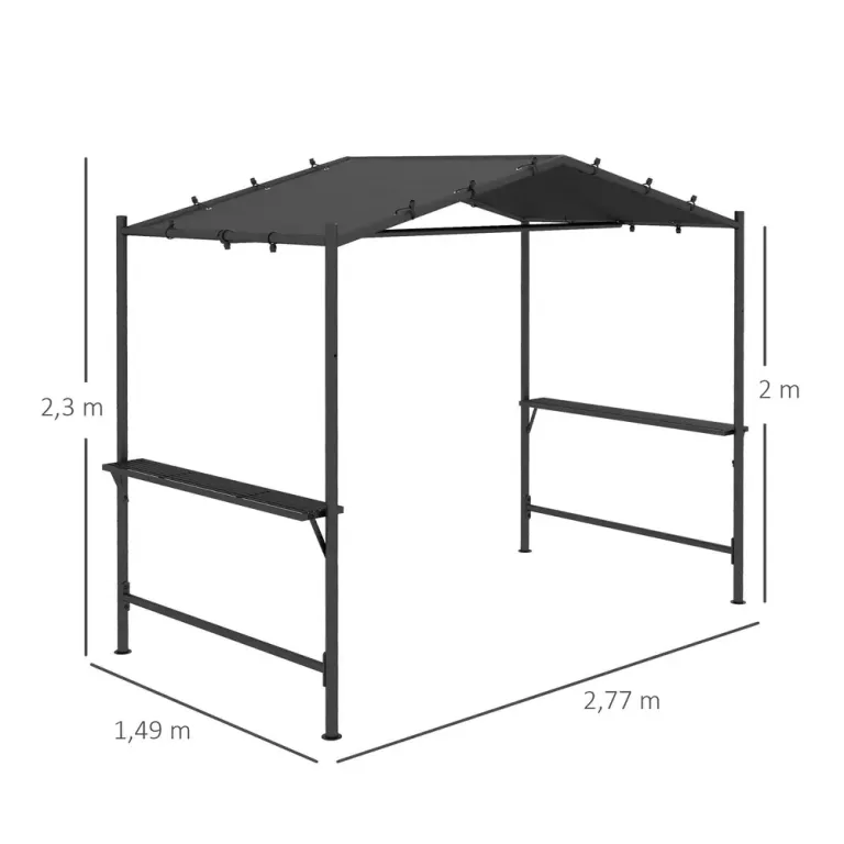 Bbq-tält med Grilltak Sidofickor 277 x 149 x 230 cm