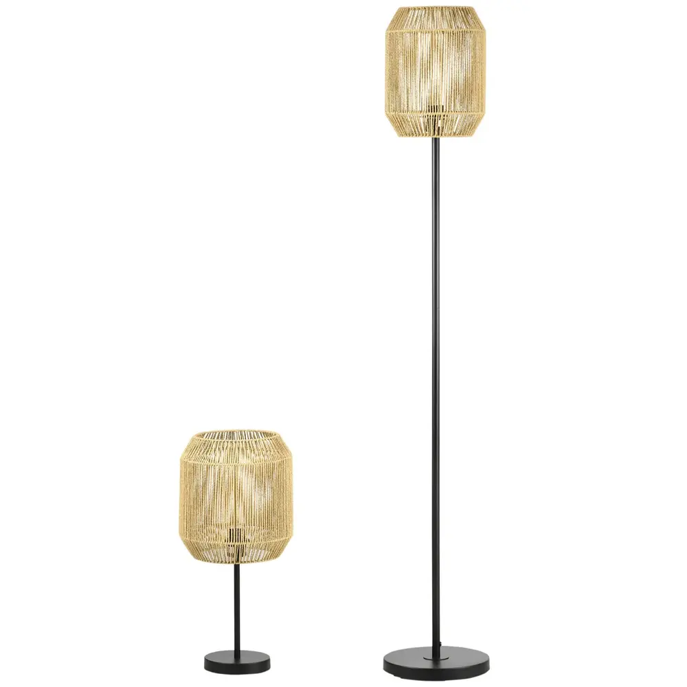 Lampor i Set om 2 Matchande Golv- och Bordslampa Elegant