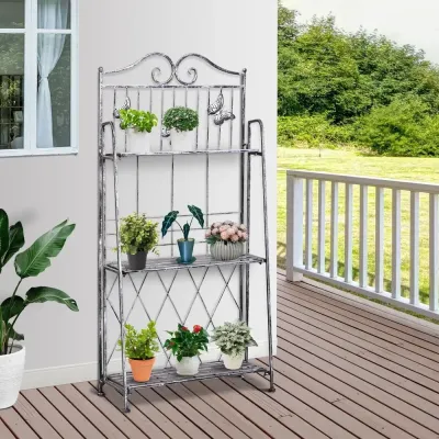 Blomhylla Metall 3 Våningar Dekorativ 44 x 25 x 96 cm