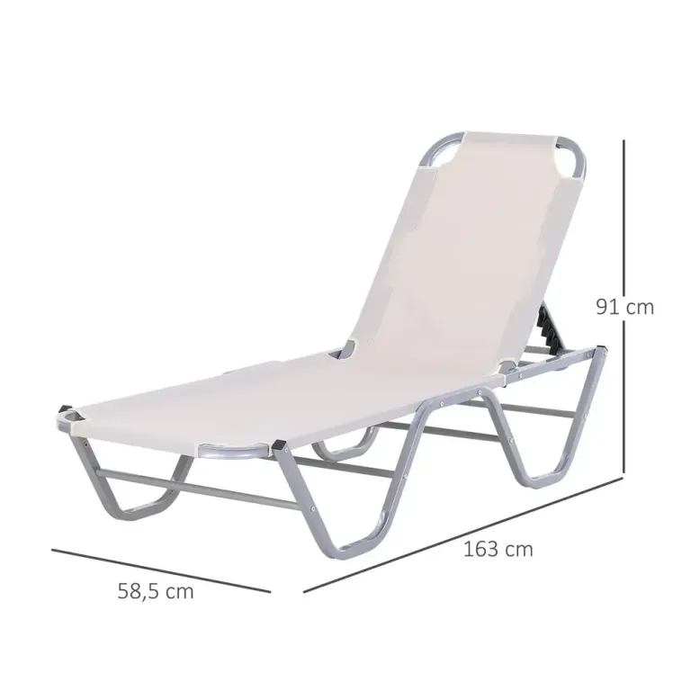 Beach Solstol 5-Vägs Aluminium 163 x 58,5 x 91 cm