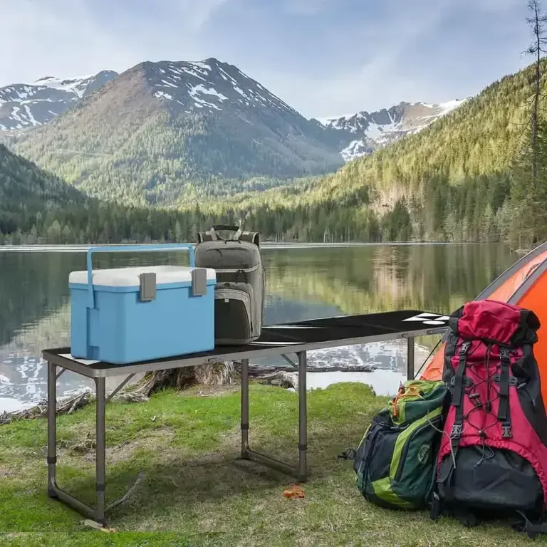 Beer Pong Bord Campingbord Svart av Aluminium Fällbart Höjdjusterbar
