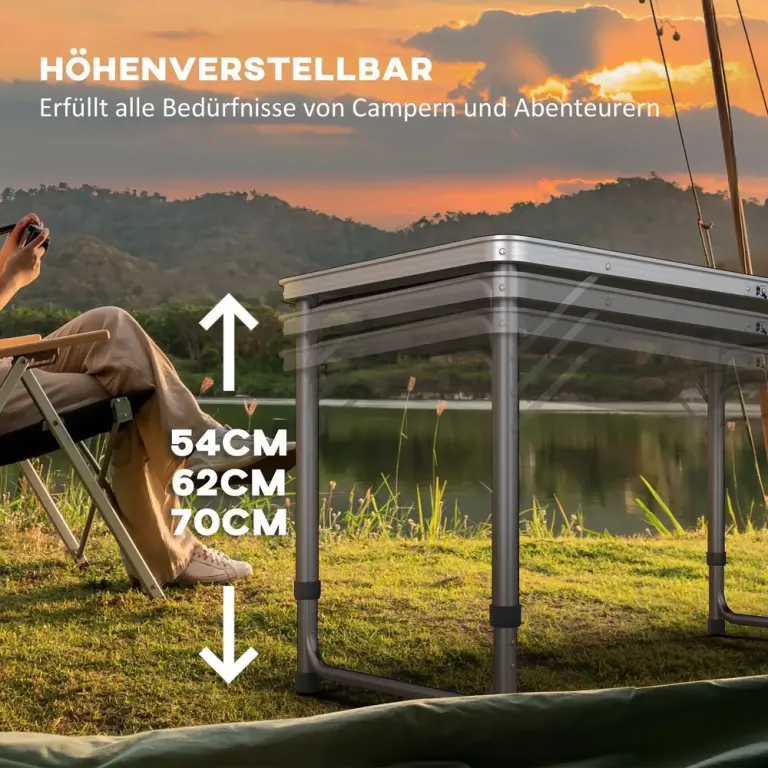 Beer Pong Bord Campingbord Svart av Aluminium Fällbart Höjdjusterbar