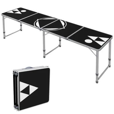 Beer Pong Bord Campingbord Svart av Aluminium Fällbart Höjdjusterbar