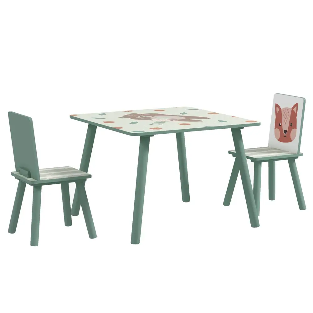 Barnbord Sittgrupp Grön av MDF och Furu för Barn 3-8 År Set