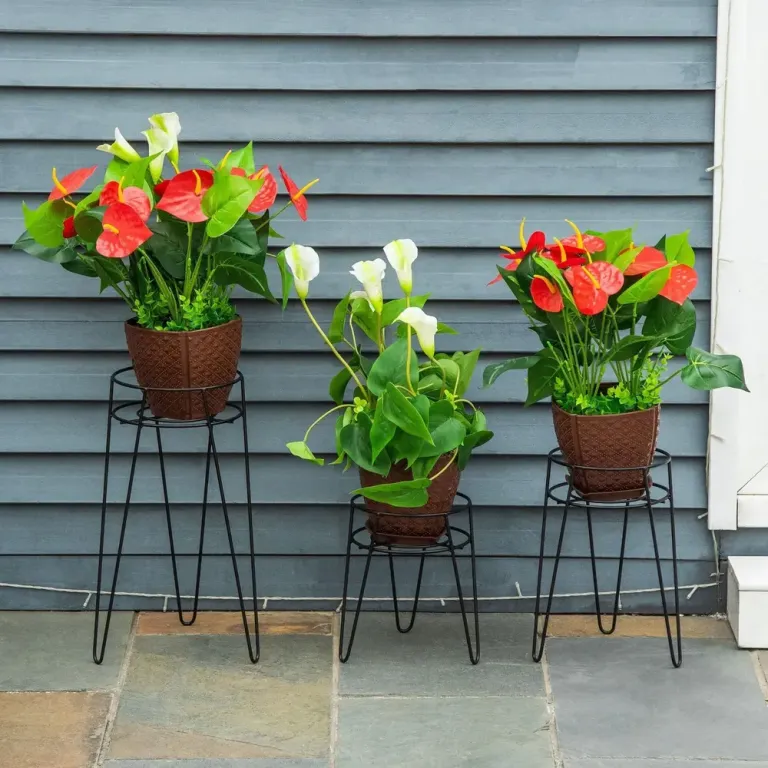 Blomställ i Metall 3-Pack Dekorativa Växtställ 16 cm