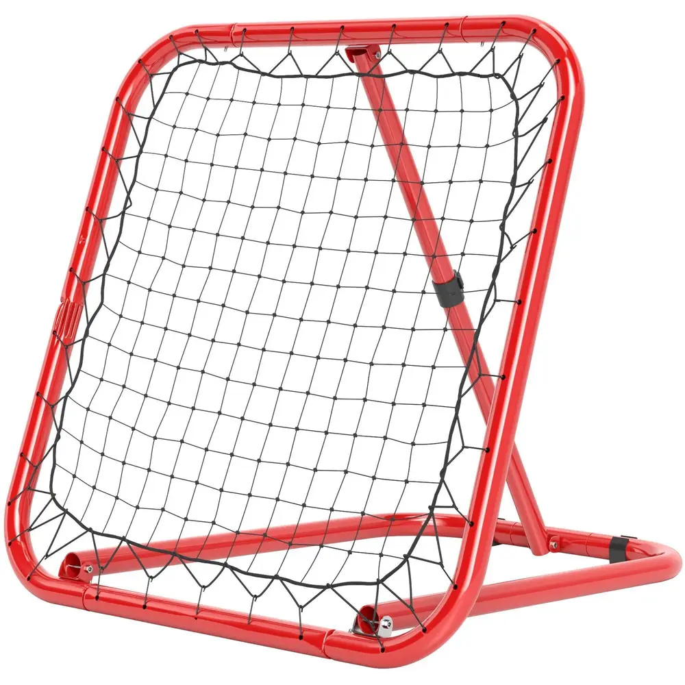 Fotbollsmål Rebounder Röd av Metall och Nät 63 x 63 Cm