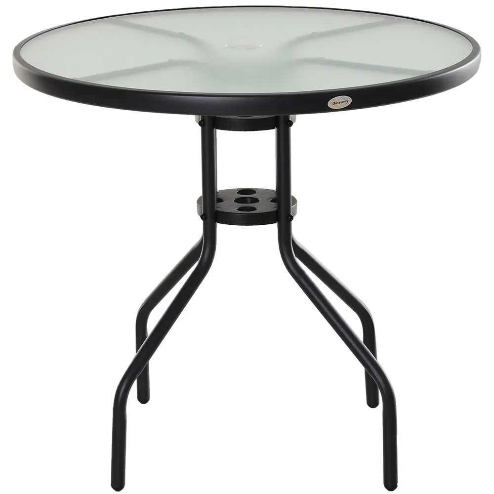 Runt Bistrobord Metall och Glas Elegant Trädgårdsbord 80 Cm