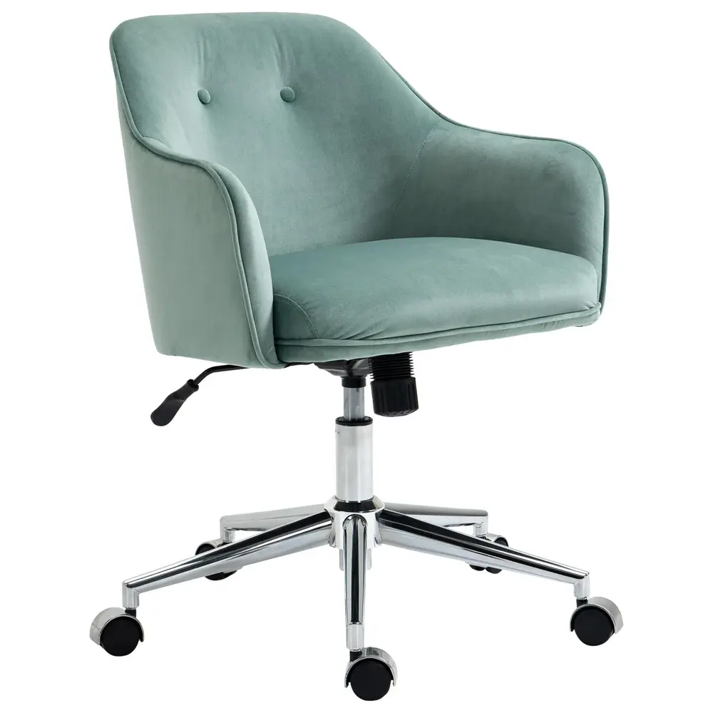 Retro Kontorsstol i Grönt Tyg Ergonomisk Skrivbordsstol