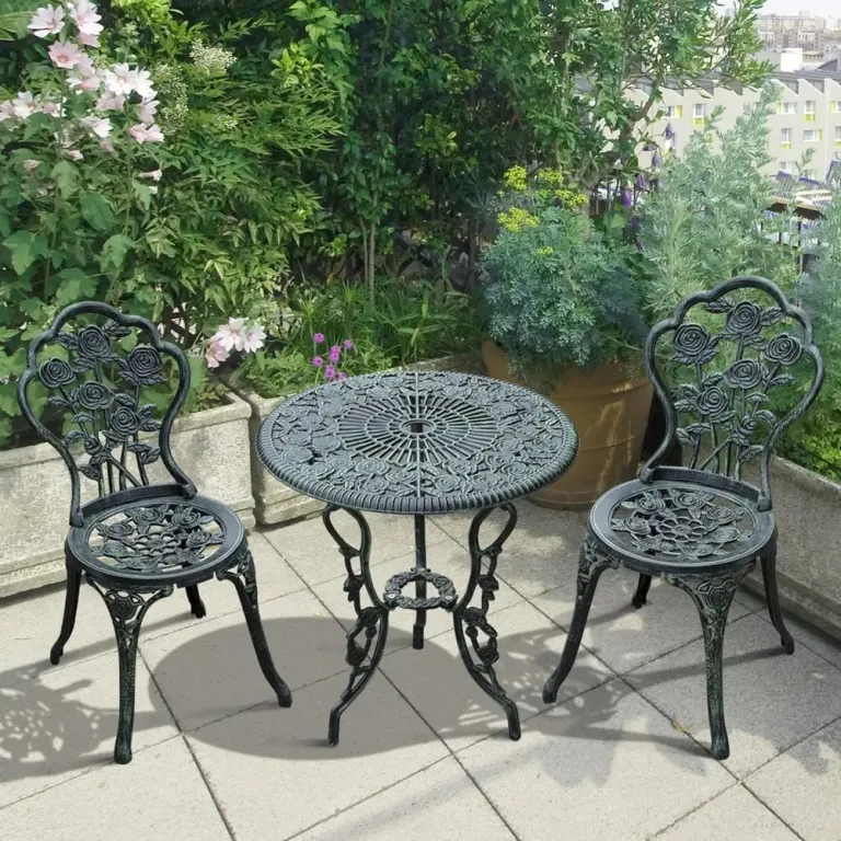 Bistroset 3 Delar Antikinspirerat Gjuten Aluminium Caféset