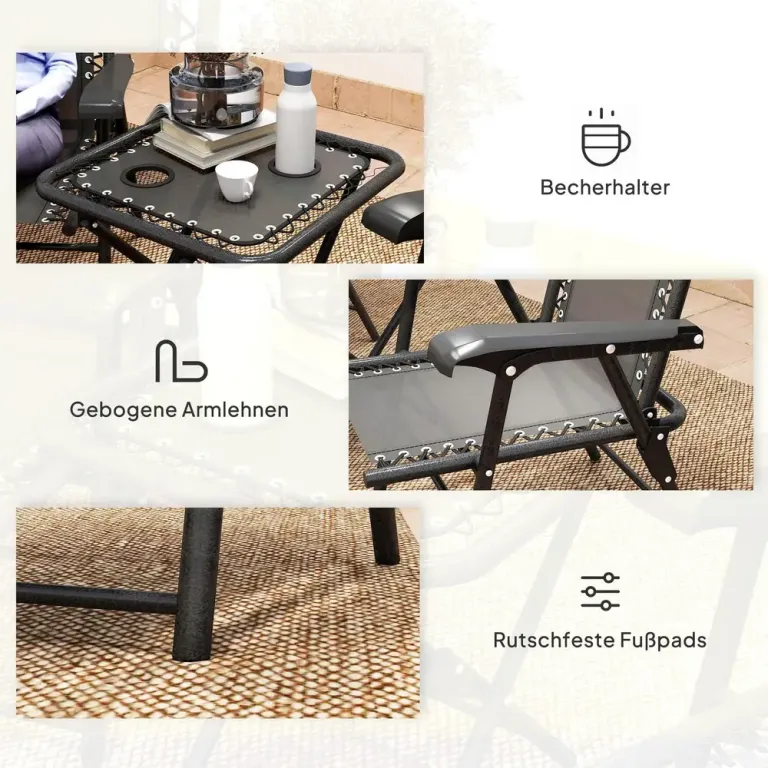 Bistroset 3-delat i Stål med Hopfällbart Bord och Stolar