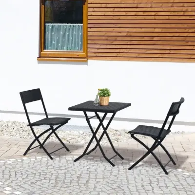 Bistroset för 2 Personer i Konstrotting och Stål, Svart